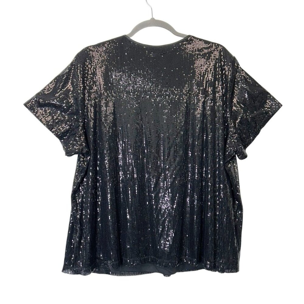 NEW Maggie Barnes Black Sequin Top Womens Size 4X Dressy Party - Picture 2 of 9